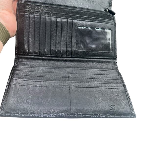 Brighton Shiny Black Croc Embossed Leather Wristlet Wallet Clutch - Picture 10 of 16